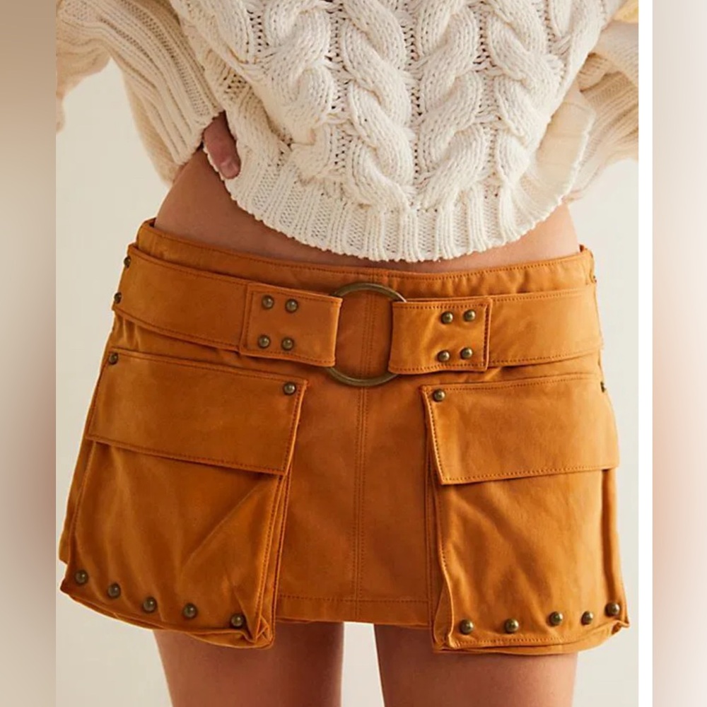 NEW We the Free micro mini suede skort